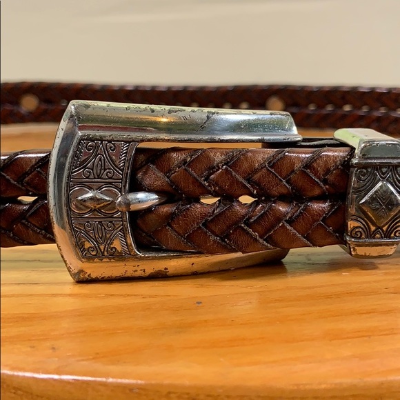 Brighton belt size 30 braided leather w/ conchos - Picture 4 of 5